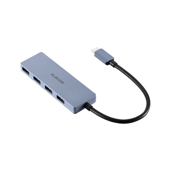 【メール便での発送商品】Type-C ハブ USB3.2 Gen1 USB-A ×4 バスパワー 薄型 ケーブル長15cm ネイビー エレコム U3HC-H040NV