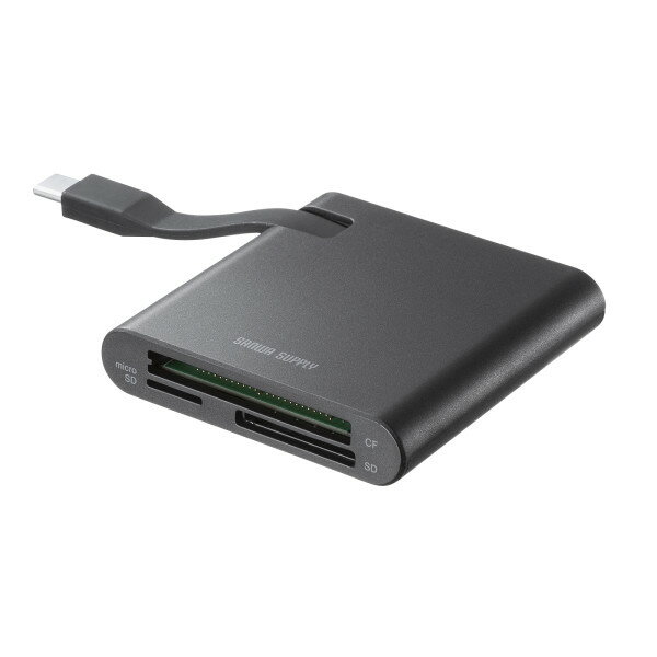SD4.0 UHS-II 対応 Type-C カードリーダー サンワサプライ ADR-3TCML41BK 高速データ転送 3枚同時認識 バスパワー USB MacBook Pro iPad iPhone