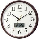 シチズン 電波掛時計 連続秒針 カレンダー/温度湿度切替表示 (茶) 8FYA05-006 カレンダー 温度湿度表示 液晶表示 茶色