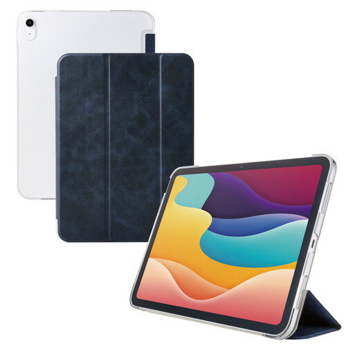 Rakuten - 【メール便での発送商品】iPadケース 11インチ(A16)/10.9インチ 第10世代 フラップ 2アングル スタンド オートスリープ機能 軽量 ネイビー エレコム TB-A25RWVNV