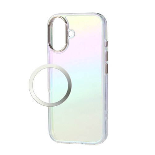 iPhone17 ケース ハイブリッド 衝撃吸収 磁気吸着対応メタルステッカー付 オーロラデザイン クリア エレコム PM-A25AHVCACR