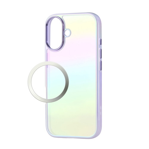 Rakuten - 【メール便での発送商品】iPhone17 ケース ハイブリッド 衝撃吸収 磁気吸着対応メタルステッカー付 オーロラデザイン ラベンダー エレコム PM-A25AHVCAPU