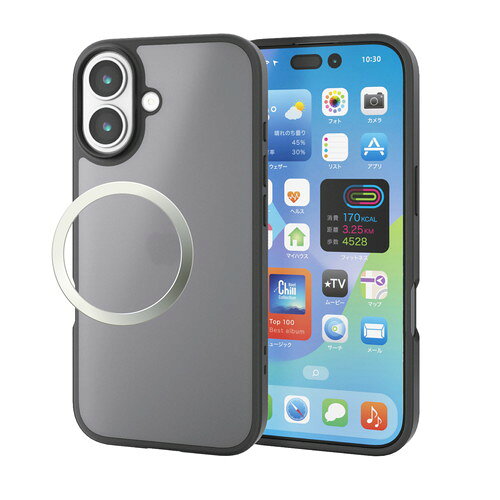 樂天商城 - 【メール便での発送商品】iPhone17 ケース ハイブリッド 衝撃吸収 磁気吸着対応メタルステッカー付 ブラック エレコム PM-A25AHVCKBK