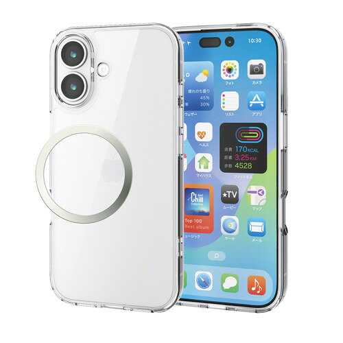 Rakuten - 【メール便での発送商品】iPhone17 ケース ハイブリッド 衝撃吸収 磁気吸着対応メタルステッカー付 クリア エレコム PM-A25AHVCKCR