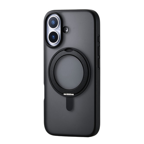 iPhone17 ケース ハイブリッド 衝撃吸収 MAGKEEP 磁力吸着ワイヤレス充電対応 360度回転スタンド付 ブラック エレコム PM-A25AMAGSTBK