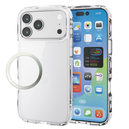 樂天商城 - 【メール便での発送商品】iPhone17 Pro Max ケース ハイブリッド 衝撃吸収 軽量 薄型 磁気吸着対応メタルステッカー付 クリア エレコム PM-A25DTSLACR