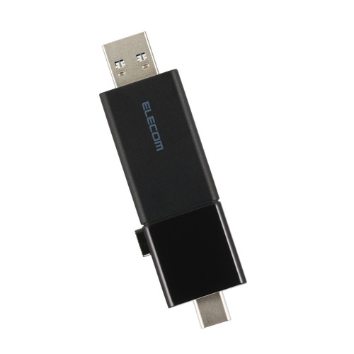 樂天商城 - 【メール便での発送商品】USBメモリ 256GB USB3.2 Gen1 (Type-C/USB-A 両対応) スライド式 高速データ転送 セキュリティソフト使用可 ブラック エレコム MF-WSAU3256GBK