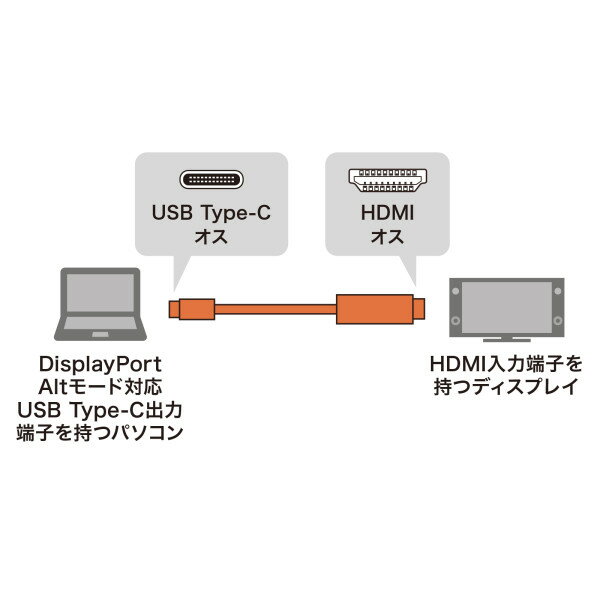 【あす楽】サンワサプライ TypeC-HDMI変換ケーブル 3m KC-ALCHD30K 2