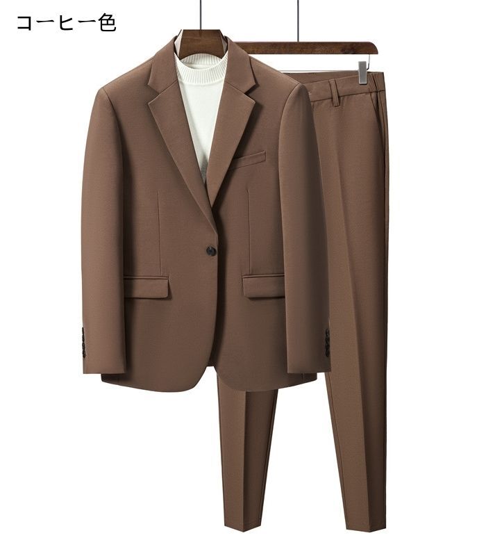スーツ 2ピーススーツ メンズ スーツ 一つボタン ビジネススーツ 紳士服 結婚式 成人式 上下セット カジュアルスーツ 無地 テーラードジャケット スーツパンツ 春物 秋物 オールシーズン