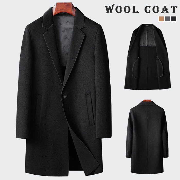 ウール メンズコート チェスターコート ミドル丈 ビジネスコート 無地 厚手 カジュアルコート 男性 秋冬アウター