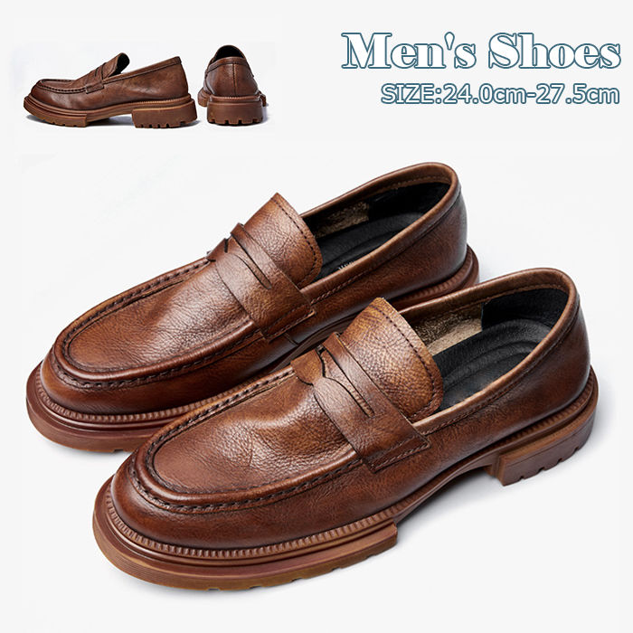 革製モカシンメンズレザーシューズブ...