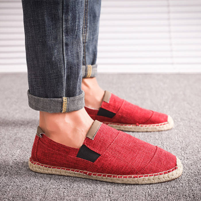 スリッポン 麻混素材 モカシンシューズ メンズシューズ ローファー カジュアルシューズ ローカット ドライビングシューズ 夏 軽量 通気性 涼しい