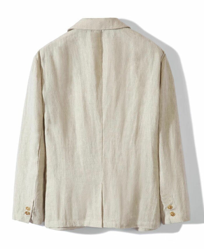 【在庫処分】サマージャケット 薄地 麻100% テーラードジャケット メンズジャケット リネン ブレザー カジュアルジャケット 無地 細身 一つボタン 春 夏 秋服 アウター 紳士品 通気性 父の日 プレゼント ベージュ 3XL