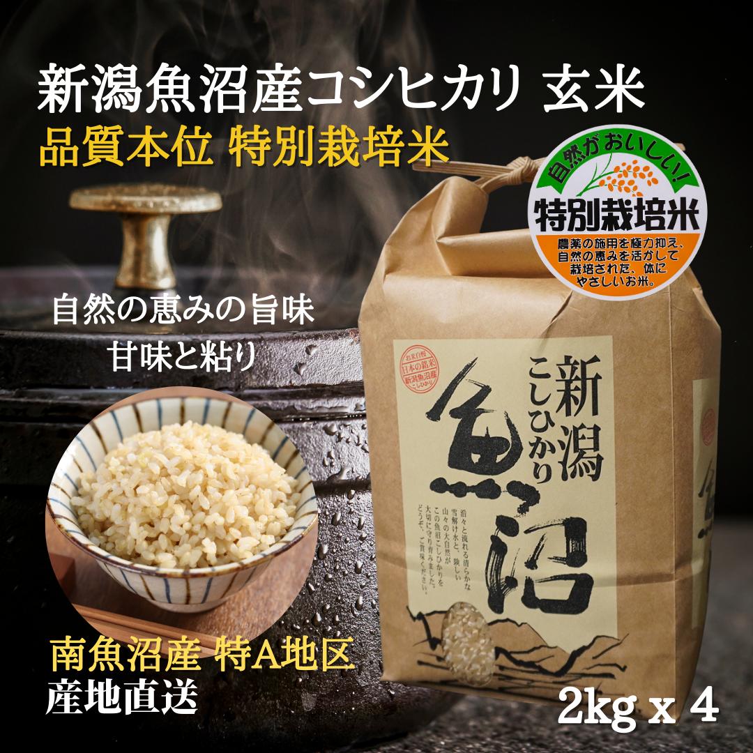 最終日！10％off！ お歳暮に 魚沼産コシヒカリ 新米 令和5年 特別栽培米 お歳暮 お年賀 【玄米】 8kg 【2kg X 4袋】 特A地区 産地直送 南魚沼コシヒカリ 美味しい米 新潟 こしひかり ご当地 グルメ 新潟 特産 贈答品 粗品 米 挨拶品 ギフト 贈答用 P5 -cのサムネイル