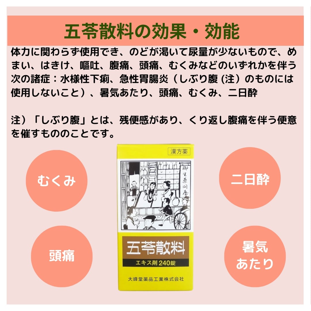 本日最大ポイント11倍！ 五苓散料エキス錠 240錠 【20日分】 むくみ 漢方薬 暑気あたり 急性胃腸炎 水様性下痢 むくみ 頭痛 二日酔 漢方薬 【第2類医薬品】【大峰】 五苓散 錠剤 五苓散(ゴレイサン) P5 TOP-c 2