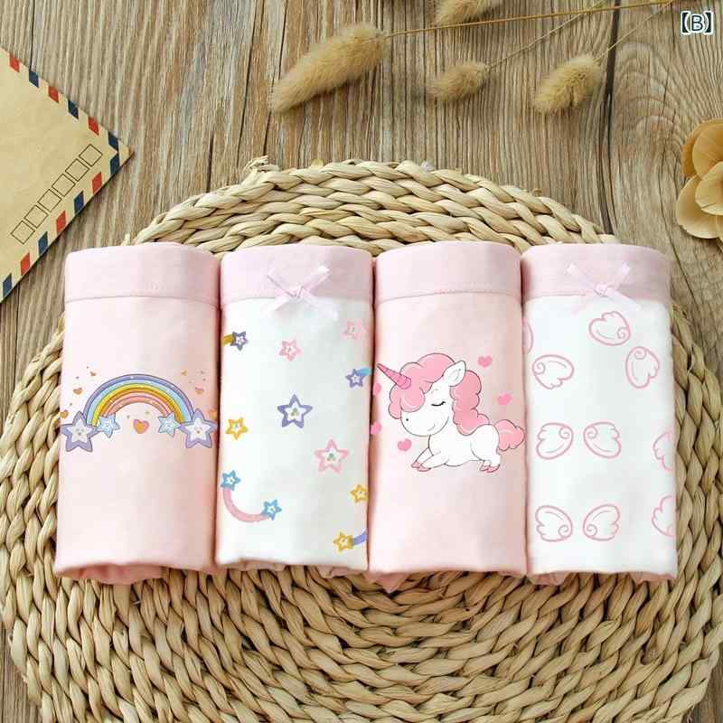 キッズ 子供用ショーツ A類純綿 4枚セット 子供 女の子 女児 ショーツ パンツ ボクサーパンツ ブリーフ 三角パンツ 四角パンツ かわいい インナーウェア アンダーウェア 110 120 130 140 150 160 3