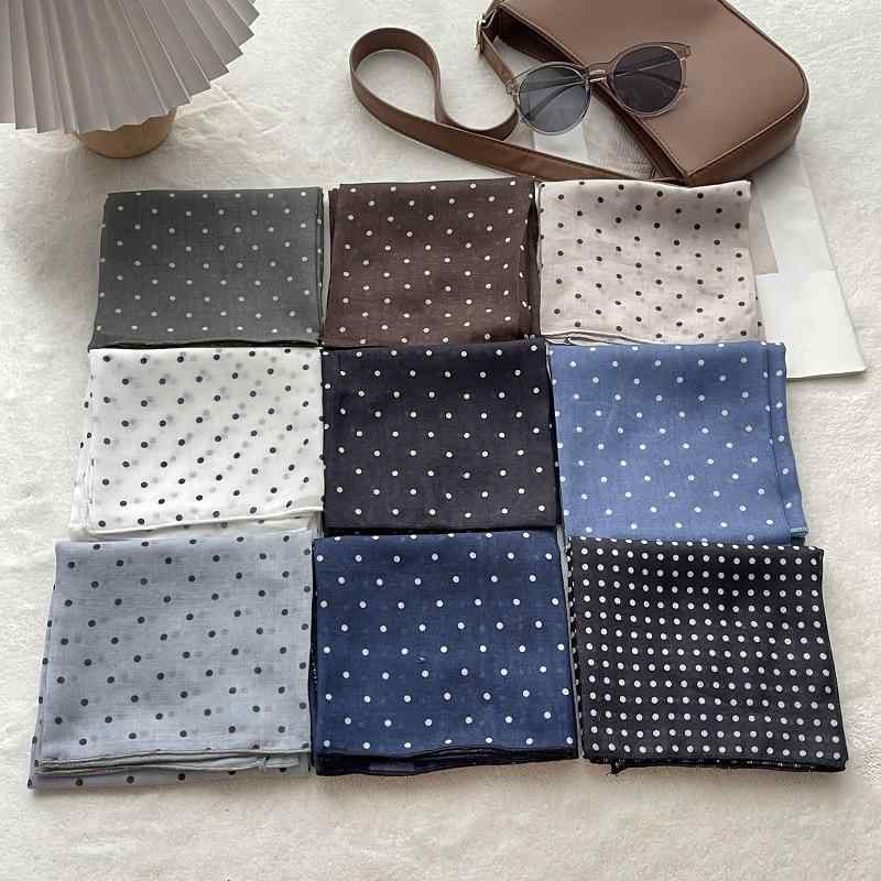 スカーフ レディース 春夏 シルク ドット柄 コットン かわいい 飾り 正方形 旅行 お洒落 ヘアアレンジ ..
