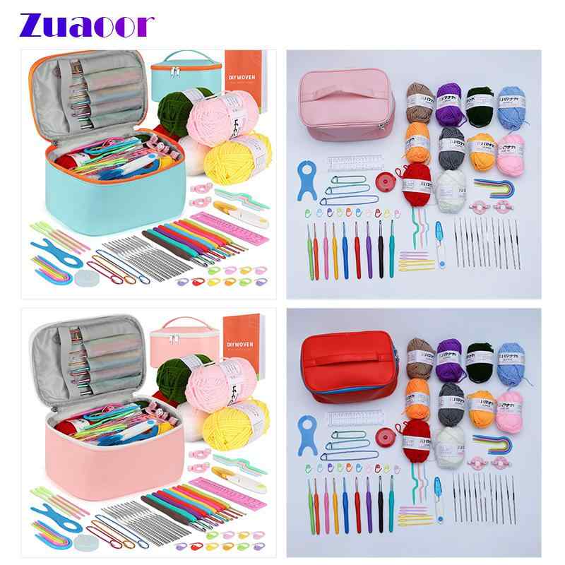 編み物道具セット レディース 初心者向け 60点セット かぎ針 Crochet 編み針セット 携帯式 旅行用 毛糸..