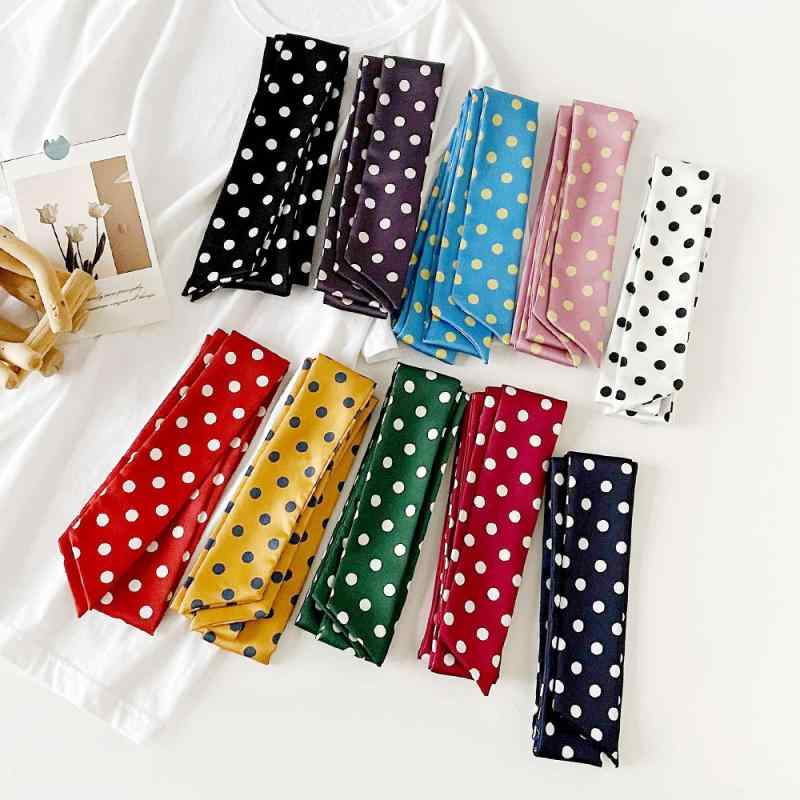 スカーフ 細スカーフ レディース ボウタイ ストライプ 水玉 ドット ショール バッグアクセサリー ヘア..