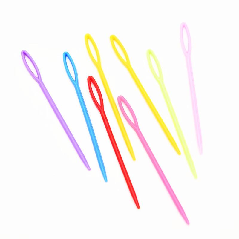 手縫い針 編み針 毛糸針 縫い針 プラスチック製 大口 混色 ピンク レッド パープル イエロー ブルー グ..