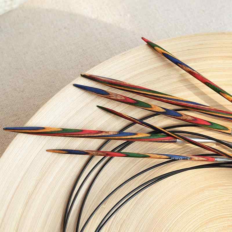 編み針 手編み用 82cm カラフル 木製 輪針 棒針 毛糸 マフラー 編み物 2.75mm 3.0mm 3.25mm 3.5mm 3.75..