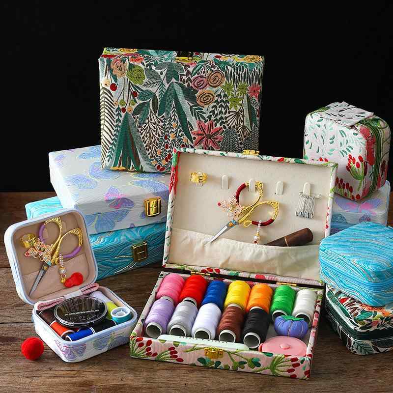 ソーイングセット レディース 裁縫箱 針 糸 収納ケース付き 中国風 刺繍 道具セット 携帯式 家庭用 お..