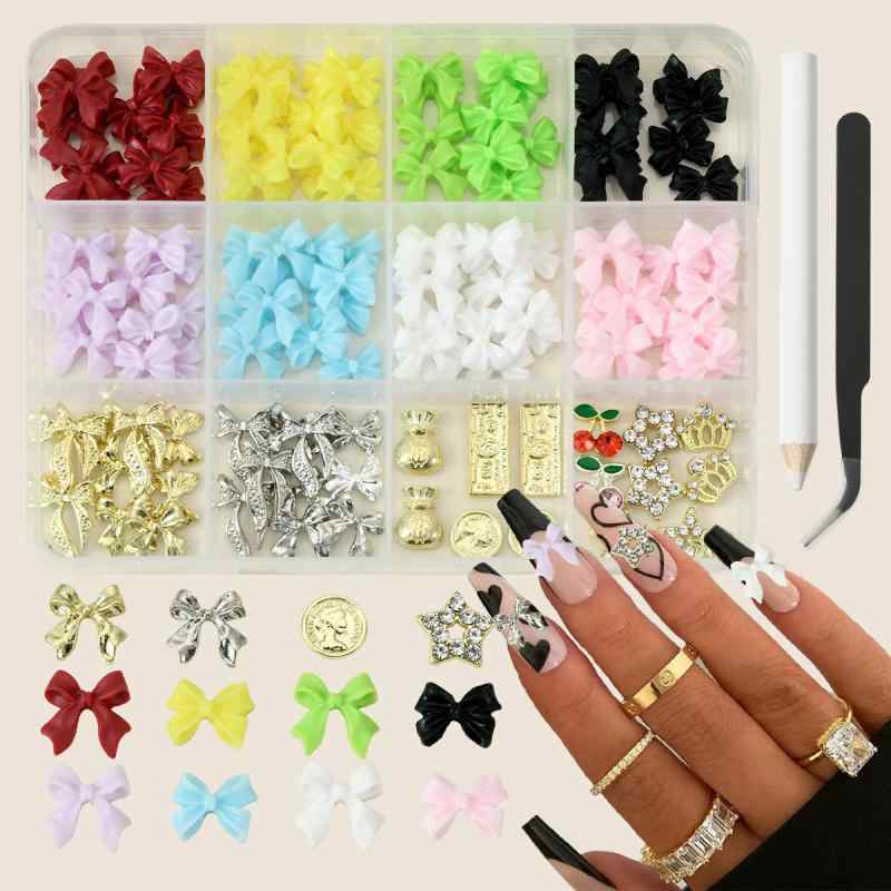 ネイルパーツ 12種類 合金 樹脂 バタフライ 蝶 ジルコニア 星 コイン 韓国風 デコパーツ かわいい キュ..