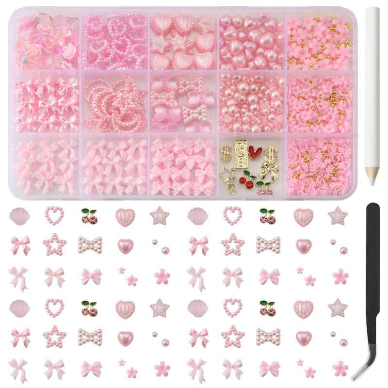 ネイルパーツ レディース かわいい ハート 蝶々 合金 桜 ネイルアート デコパーツ ピンク系