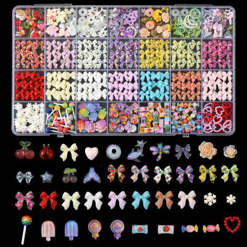 ネイルパーツ レディース かわいい 樹脂製 バタフライ ハート キャンディ DIY デコレーションパーツ ス..
