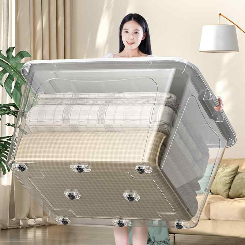 収納ケース 特大 透明 整理ボックス 蓋付き キャスター付き 衣類 おもちゃ 収納ボックス ベッドルーム リビング 多用途 50L 60L