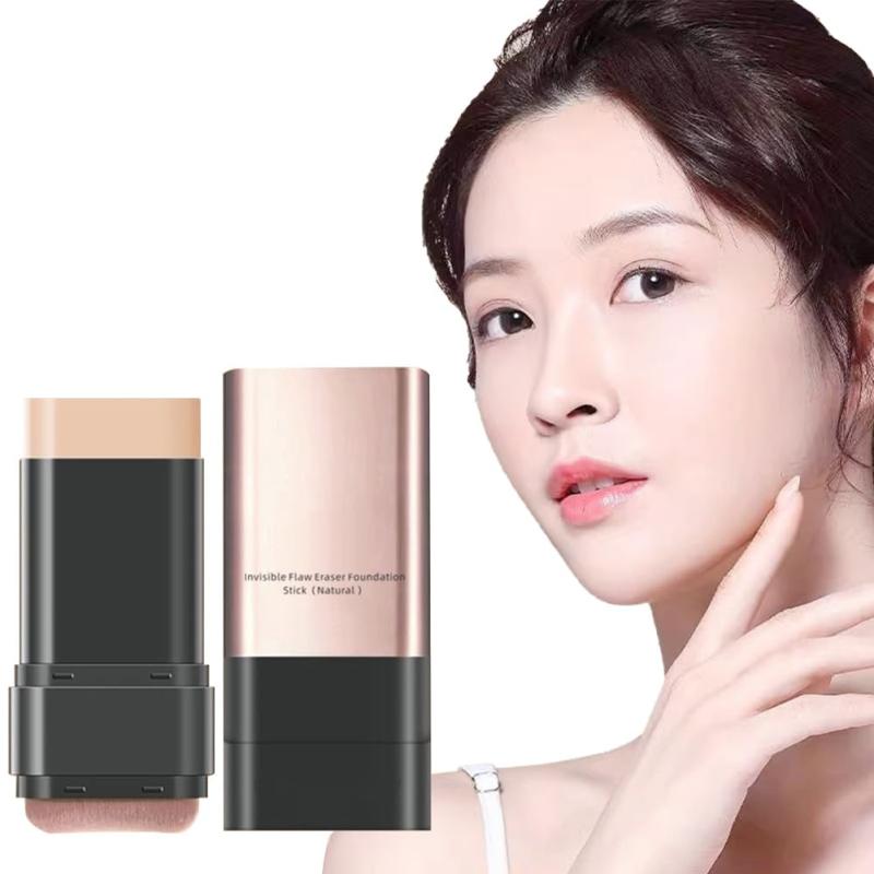 UNYOKE 韓国コスメ ファンデーションスティック ブラシ付き、女性と男性のファンデーションスティック ブラシ付き、M字型ブラシヘッド ダブルヘッドデザイン、1つのポイントで複数の用途