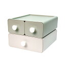 livinbox 小物入れ 引き出し 2段 卓上収納ボックス デスク 卓上小物入れ 化粧品 コスメ 道具 ビタミン 薬の整理 事務用品 文房具収納 小物整理 積み重ね 幅21.5*奥行20*高さ15cm(3)