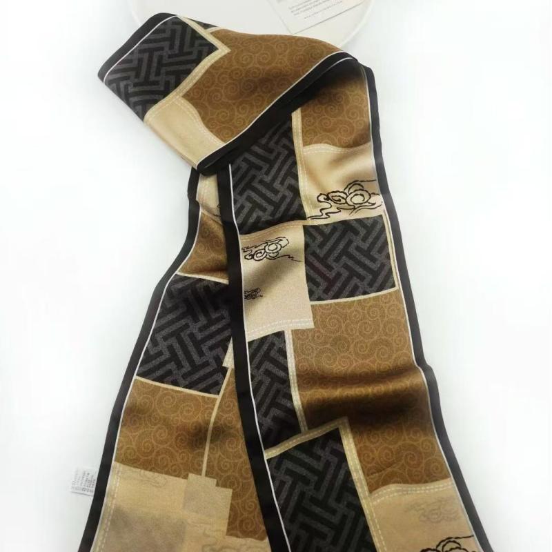 スカーフ レディース 春夏 秋冬 シルク100% 真丝 絹 ストール 細スカーフ バッグアクセサリー ヘアアク..