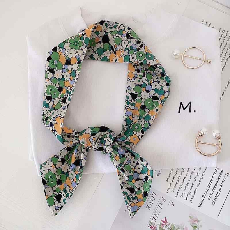 スカーフ レディース 韓国風 コットン シルクタッチ 小さめ 細め ストライプ柄 春夏 秋冬 首元 защита ..