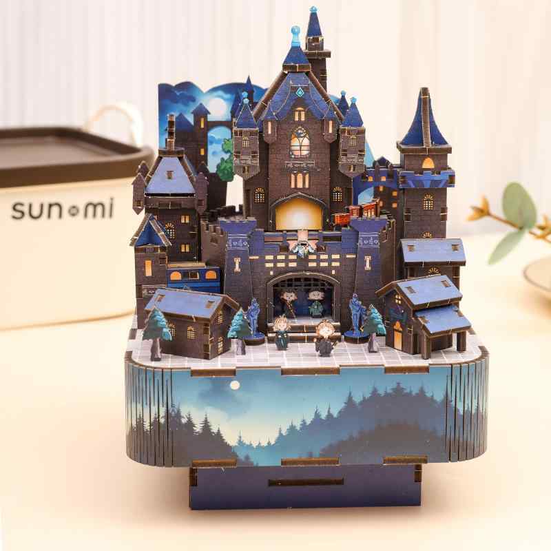 オルゴール 手作り DIY 木製 組み立て式 音楽ボックス 魔法の城 置き物 知育玩具 おもちゃ 誕生日 プレゼント ギフト