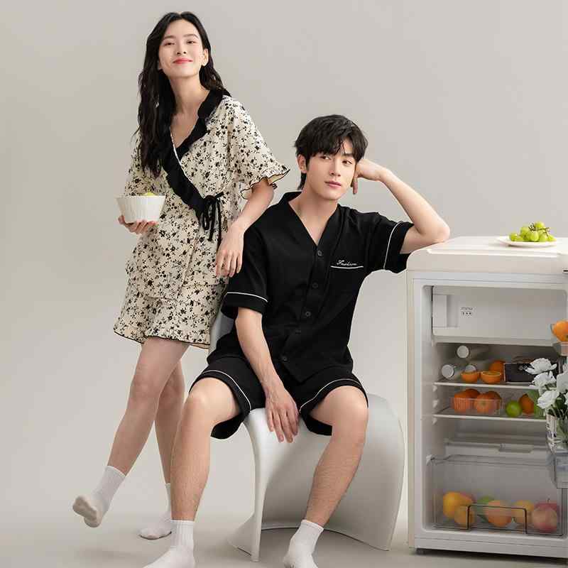 パジャマ レディース メンズ 春夏 半袖 和風 カーディガン Vネック 綿100% 薄手 抗菌 ルームウェア 上下セット 部屋着 寝間着 リラックス ウェア 快適 涼しい ナイトウェア かわいい おしゃれ シンプル ギフト プレゼント ペア お揃い