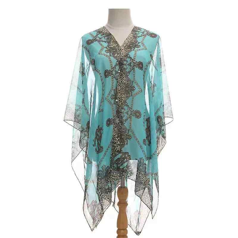 ストール レディース 春夏 ショール 薄手 シフォン 接触冷感 UVカット 日焼け防止 ヒョウ柄 チェーン柄 大判 冷房対策 エレガント レトロ 旅行 ドライブ