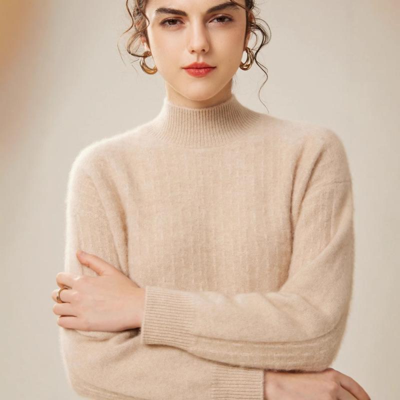 ニット レディース 羊毛 カシミヤ100 秋冬 セーター ハーフハイネック 厚手 柔らかい チルデンニット ..