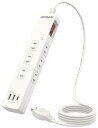 電源タップ usb付き コンセント 延長コード 1m たこあしコンセント 6個口 2P ACアダプタ対応レイアウト ac6口 USB-C 一括集中スイッチ付き 配線しやすい スイングプラグ ホワイト 雷ガード 3つUSB