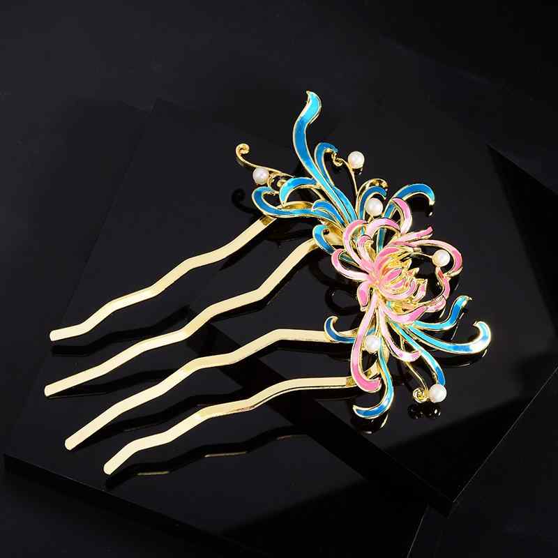 ヘアアクセサリー レディース かんざし エナメル塗装 フェニックス フラワー 唐風 髪飾り シンプル デイリー アンティーク ヘアピン 花柄 エレガント ヘアク...