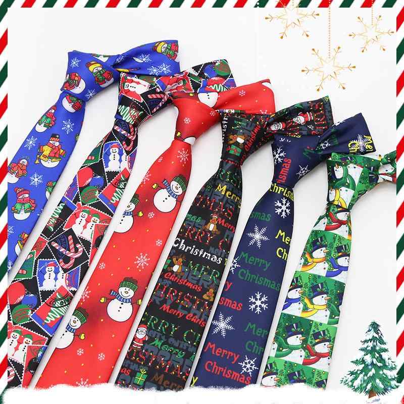 領帶 聖誕節 男女兼用 7cm ポリエステル シルク プリント 聖誕樹 ヘラジカ パーティー イベント カジュ..