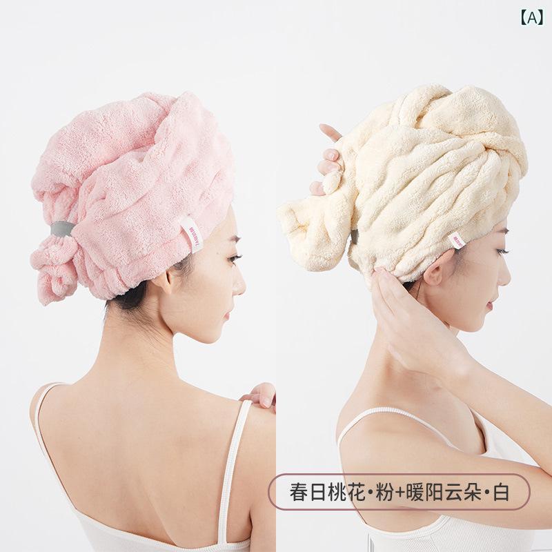 ヘアタオル レディース 吸水 速乾 抗菌 ヘアドライタオル ヘアキャップ マイクロファイバー サンゴフリース やわらかい 春色 パステルカラー