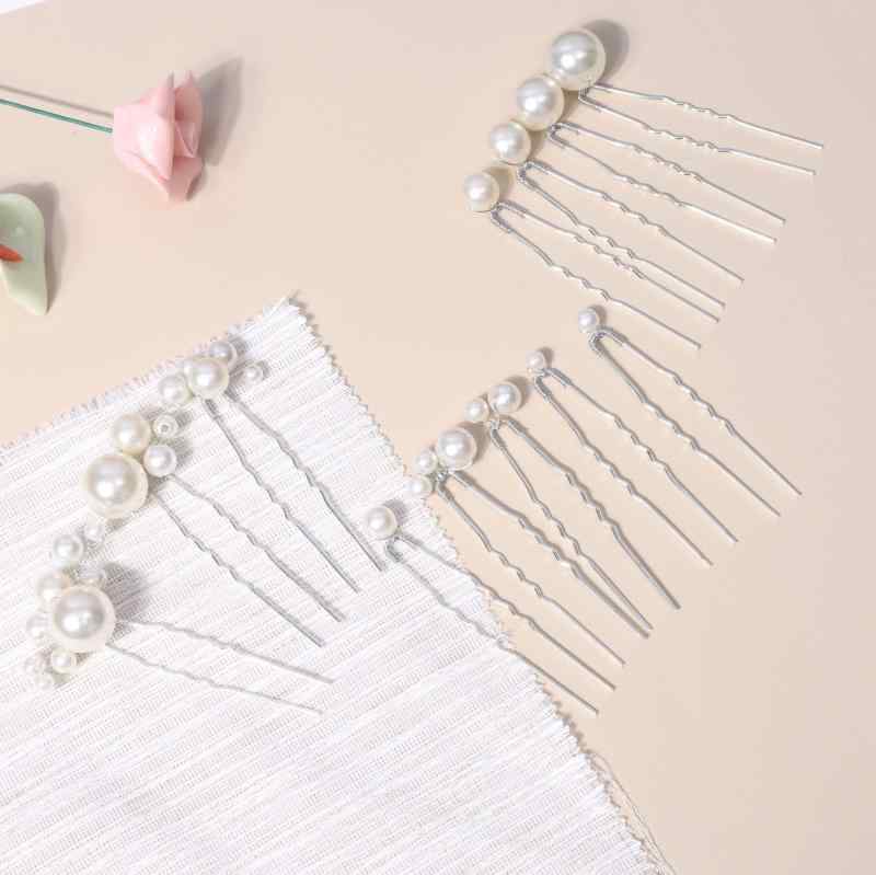 ヘアアクセサリー レディース U字型 ヘアピン 軟陶 花柄 フェイクパール ヘアクリップ ウェディング ブライダル 花嫁 髪飾り 上品