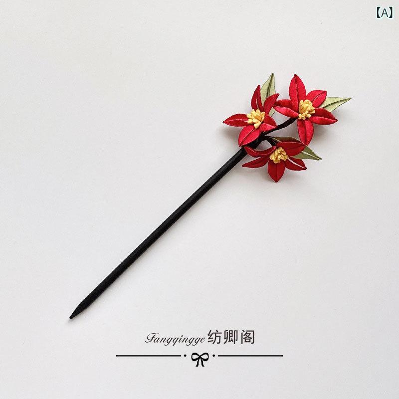 ヘアアクセサリー レディース 木製かんざし 簪 和装 髪飾り 3本 花 桃花 普段使い チャイナドレス 浴衣 着物 和風 ヘアアレンジ まとめ髪 ギフト プレゼ...