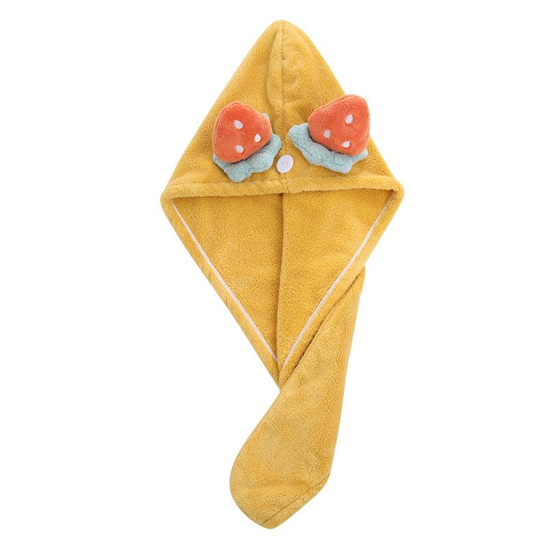 ヘアキャップ レディース かわいい イチゴ柄 コーラルベルベット 吸水速乾 ドライキャップ ヘアターバン 帽子 暖色 姜色 淡いピンク