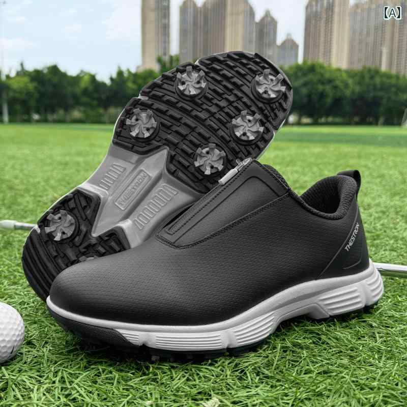 ゴルフシューズ メンズ 男性用 ゴルフ トレーニング シューズ スパイクレス スパイク 有り 無し 防水 天然皮革 軽量 ラバーソール 白 黒 紺 春夏秋冬