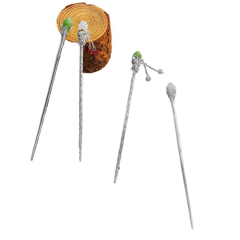 ヘアアクセサリー レディース ヘアピン ヘアクリップ s925 シルバー かんざし 古風 中華風 簪 和装 髪飾り 誕生日 ギフト 女性向け 君子玉蘭 玉堂富貴