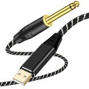 USB ギターケーブル USBリンクケーブル楽器 PC 録音 USB-6.35mm録音ケーブル USBリンクケーブル エレキギター エレキベース 演奏 録音 音楽生放送 PC Mac対応 リードアダプター(2)