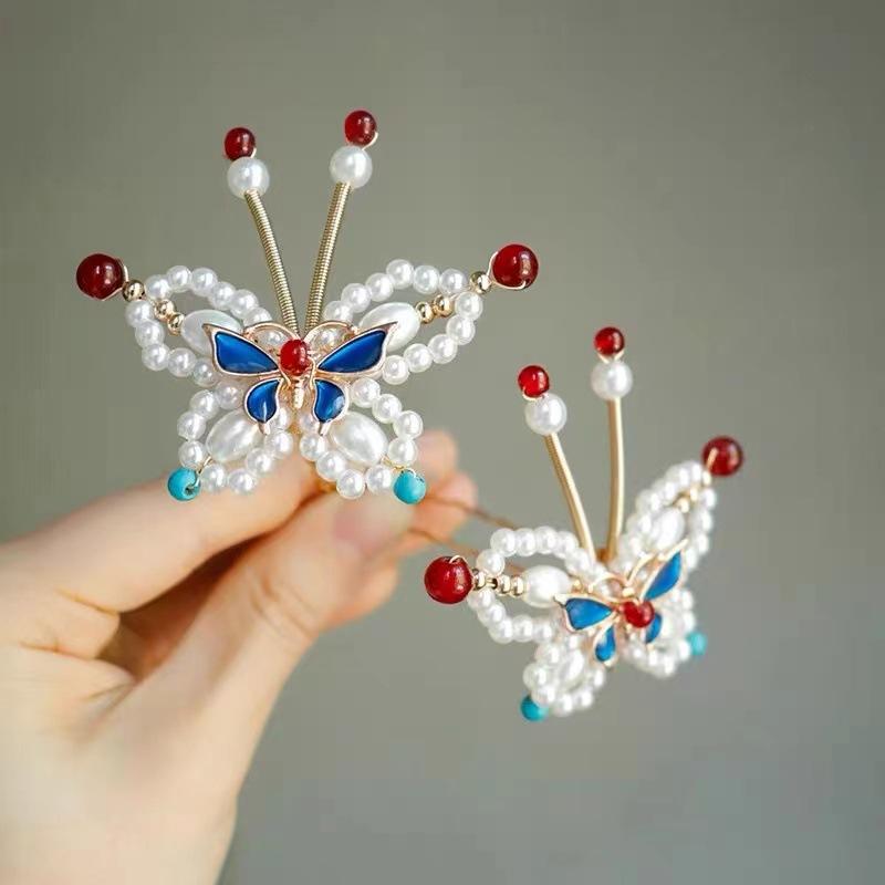 ヘアアクセサリー レディース 簪 古風 U型 蝶々 髪飾り 新中式 チャイナドレス 和風 髪留め まとめ髪 アレンジ エレガント