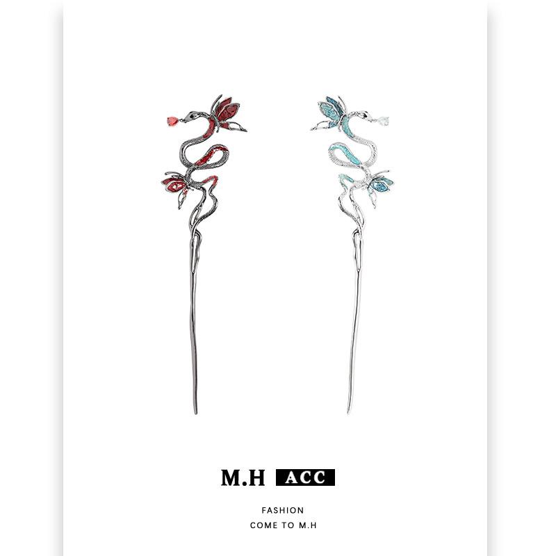 ヘアアクセサリー レディース レトロ 蛇 へび スネーク バレッタ 簪 かんざし コーム 合金 エレガント ..